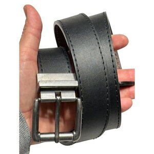 Genuine Leather Black Belt With Silver Buckle Adjustable Size 36 Quality Career